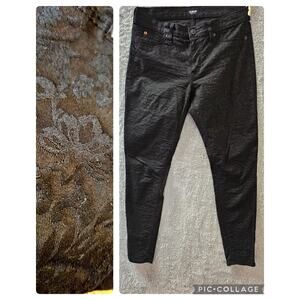 Hudson Womens Nico Mid-Rise Super Skinny Jeans Size 28 Black Floral Raised Print